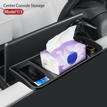 Car Convenient Organizers Box Αντιολισθητική κεντρική κονσόλα Screen Tissue Κρυφό ETC Storage Box Αξεσουάρ για Tesla Model 3 Model Y