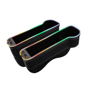 Suport pentru pahare pentru umplerea golului scaunului auto, cu LED-uri care se schimbă în 7 culori, cutie organizatoare de depozitare a spatelui auto cu încărcător 2Usb, accesorii auto
