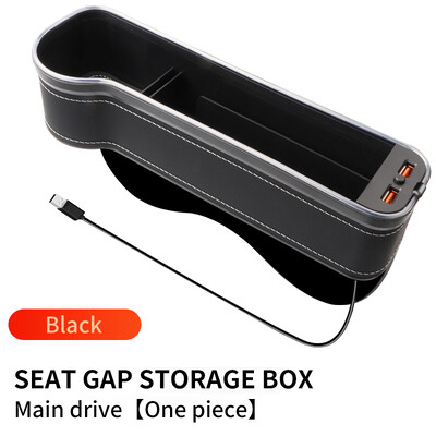 Suport pentru pahare pentru umplerea golului scaunului auto, cu LED-uri care se schimbă în 7 culori, cutie organizatoare de depozitare a spatelui auto cu încărcător 2Usb, accesorii auto
