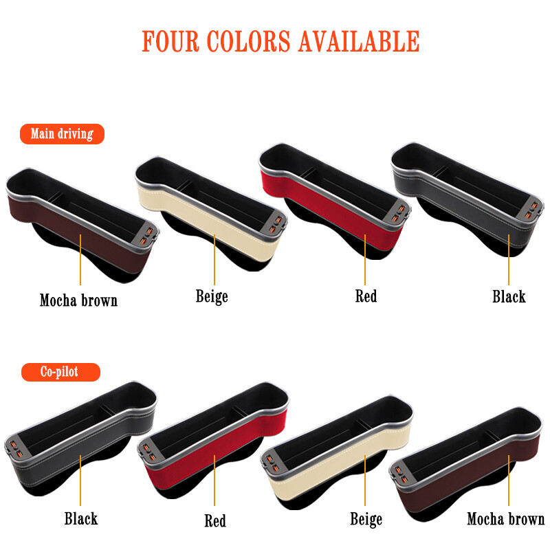 Suport pentru pahare pentru umplerea golului scaunului auto, cu LED-uri care se schimbă în 7 culori, cutie organizatoare de depozitare a spatelui auto cu încărcător 2Usb, accesorii auto