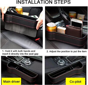 Car Seat Gap Filler Manager Δερμάτινο Πολυλειτουργικό Car Seat Gap Storage Box Car Seat Storage Manager Αξεσουάρ αυτοκινήτου