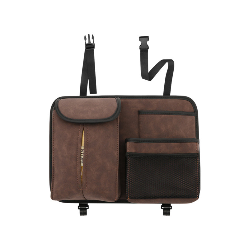 Organizator multifuncțional pentru spătar pentru scaunul auto, depozitare universală pentru spate pentru scaunul din spate, cu cârlig, sertar din piele de căprioară, accesorii pentru cutie de șervețele