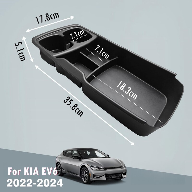 Tavă de organizare a consolă centrală inferioară pentru Kia EV6 2023 2024 Cutie de depozitare pentru cotiera Suport pentru pahare Material ABS Accesorii de interior