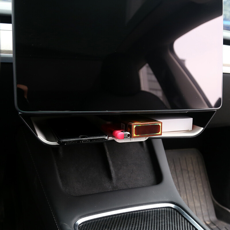 Κουτί αποθήκευσης οθόνης για Tesla Model 3 Y Δίσκος οργάνωσης κεντρικής κονσόλας κάτω από το κουτί αποθήκευσης οθόνης Θήκη ιστού Ατζέντα πίνακα οργάνων