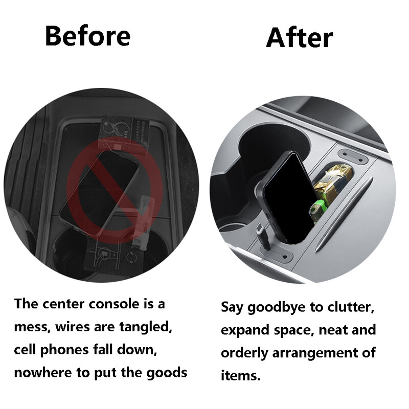 Cutie de depozitare cotiera pentru consola centrală auto, cheie, organizator de cabluri de încărcare a telefonului pentru Tesla Model 3 Model Y 2017-2023 Accesorii