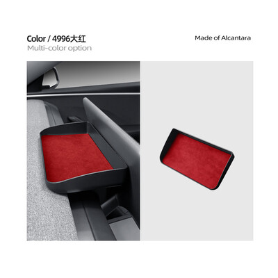 Pentru Tesla noul model 3+ Highland 2024, cutie de depozitare pentru bordul de instrumente, tablou de bord din piele de căprioară, în spatele ecranului, cutie de decorare