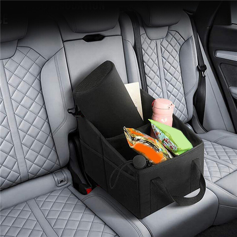 Čierny organizér do kufra auta, veľkokapacitný úložný box do kufra, šetrí miesto, organizér do autosedačky, úložný box do kufra auta
