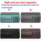 Geanta de depozitare parasolar de gamă înaltă din piele de autoturisme, husă pentru ochelari de soare, suport pentru carduri, geantă de depozitare dublă, geantă cu fermoar automat