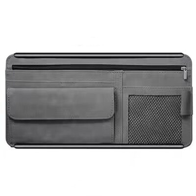 Geanta de depozitare parasolar de gamă înaltă din piele de autoturisme, husă pentru ochelari de soare, suport pentru carduri, geantă de depozitare dublă, geantă cu fermoar automat