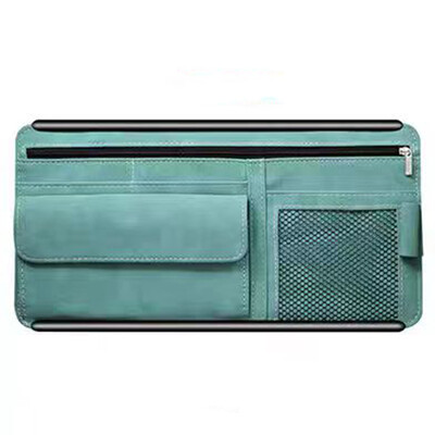 Geanta de depozitare parasolar de gamă înaltă din piele de autoturisme, husă pentru ochelari de soare, suport pentru carduri, geantă de depozitare dublă, geantă cu fermoar automat