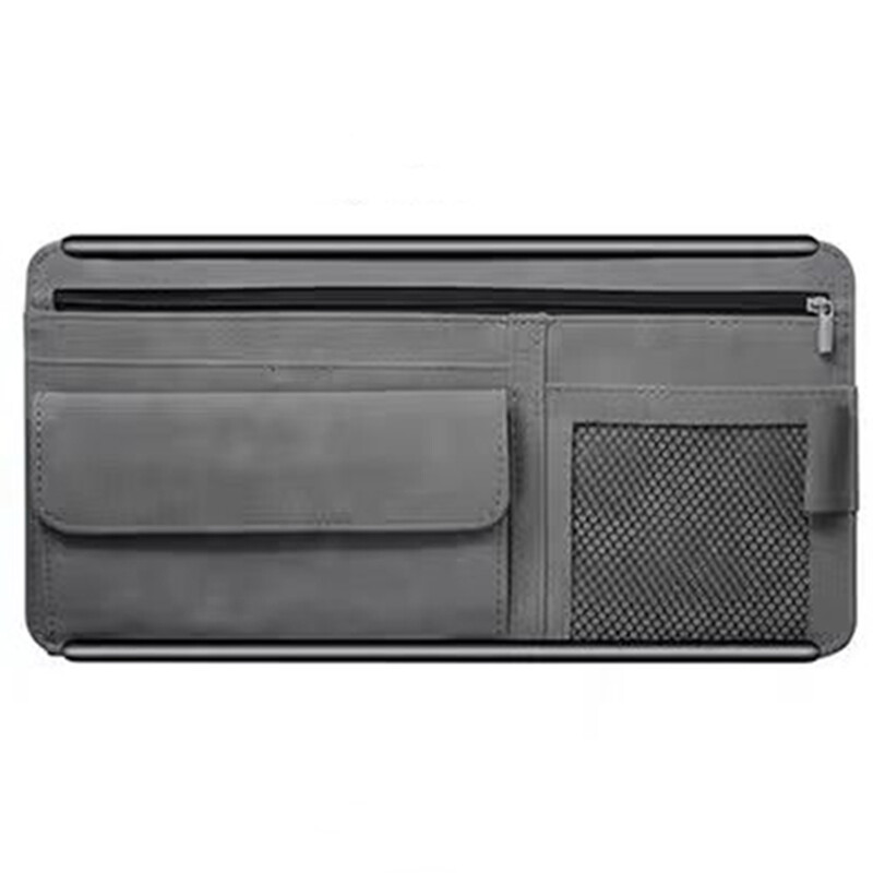 Geanta de depozitare parasolar de gamă înaltă din piele de autoturisme, husă pentru ochelari de soare, suport pentru carduri, geantă de depozitare dublă, geantă cu fermoar automat