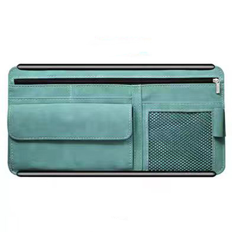 Geanta de depozitare parasolar de gamă înaltă din piele de autoturisme, husă pentru ochelari de soare, suport pentru carduri, geantă de depozitare dublă, geantă cu fermoar automat