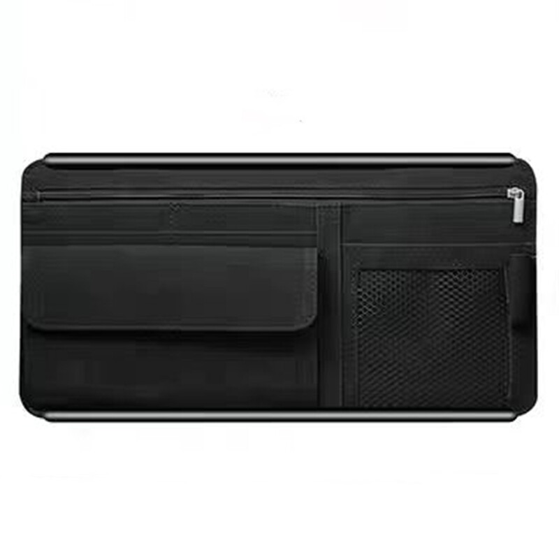 Geanta de depozitare parasolar de gamă înaltă din piele de autoturisme, husă pentru ochelari de soare, suport pentru carduri, geantă de depozitare dublă, geantă cu fermoar automat