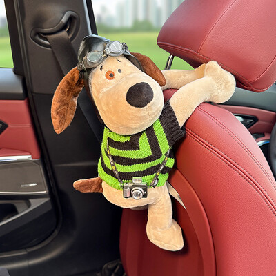 Κουτάβι θήκη χαρτιού αυτοκινήτου Χαριτωμένη βελούδινη πλάτη καθίσματος κούκλας σκύλου Κρεμαστό υποβραχιόνιο κουτί Χαρτί Συρταριέρα Τσάντα αποθήκευσης Εσωτερική διακόσμηση Κινούμενα σχέδια