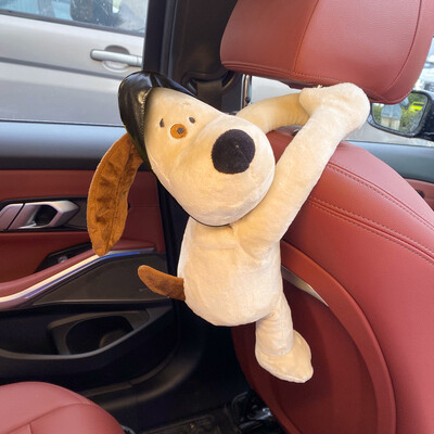 Κουτάβι θήκη χαρτιού αυτοκινήτου Χαριτωμένη βελούδινη πλάτη καθίσματος κούκλας σκύλου Κρεμαστό υποβραχιόνιο κουτί Χαρτί Συρταριέρα Τσάντα αποθήκευσης Εσωτερική διακόσμηση Κινούμενα σχέδια