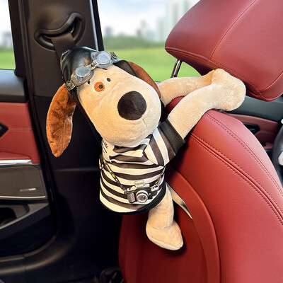 Κουτάβι θήκη χαρτιού αυτοκινήτου Χαριτωμένη βελούδινη πλάτη καθίσματος κούκλας σκύλου Κρεμαστό υποβραχιόνιο κουτί Χαρτί Συρταριέρα Τσάντα αποθήκευσης Εσωτερική διακόσμηση Κινούμενα σχέδια