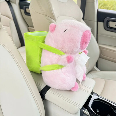 Automašīnas auduma kastes tvertne 2-in-1 Capybara automašīnas roku balstu kaste Creative Draw Box automašīnas salona piederumi