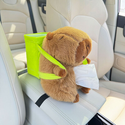 Automašīnas auduma kastes tvertne 2-in-1 Capybara automašīnas roku balstu kaste Creative Draw Box automašīnas salona piederumi