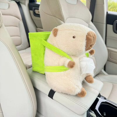 Automašīnas auduma kastes tvertne 2-in-1 Capybara automašīnas roku balstu kaste Creative Draw Box automašīnas salona piederumi