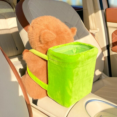 Coș de gunoi montat pe mașină Cutie de șervețele Două în unu Găleată de depozitare interioară multifuncțională Design desen animat Găleată pentru depozitare umbrelă