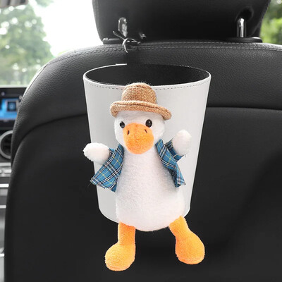 Coș de gunoi montat pe mașină Cutie de șervețele Două în unu Găleată de depozitare interioară multifuncțională Design desen animat Găleată pentru depozitare umbrelă