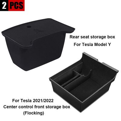 YZ pentru Tesla Model 3 2021 Model Y 2022, cutie de depozitare pentru consola centrală spate, tavă organizatoare, accesorii pentru mașină