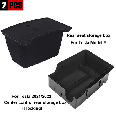 YZ pentru Tesla Model 3 2021 Model Y 2022, cutie de depozitare pentru consola centrală spate, tavă organizatoare, accesorii pentru mașină