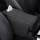 Automašīnas roku balstu spilvens ar salvešu kastīti un 2 glabāšanas somām Auto centra konsoles roku balsti Augstuma spilventiņš Atmiņas putu Amrest spilvena pārvalks
