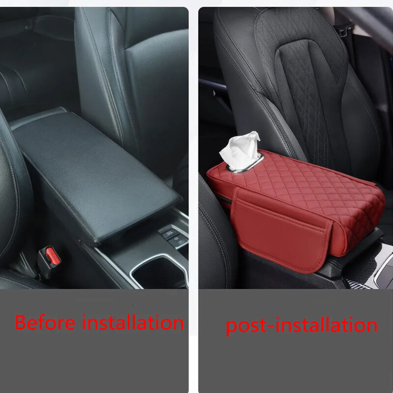 Suport de pernă pentru cotieră universală pentru consola centrală a mașinii Suport pentru cotieră din piele PU Tampă portabilă pentru cotieră pentru mașină Husă de pernă pentru înălțime