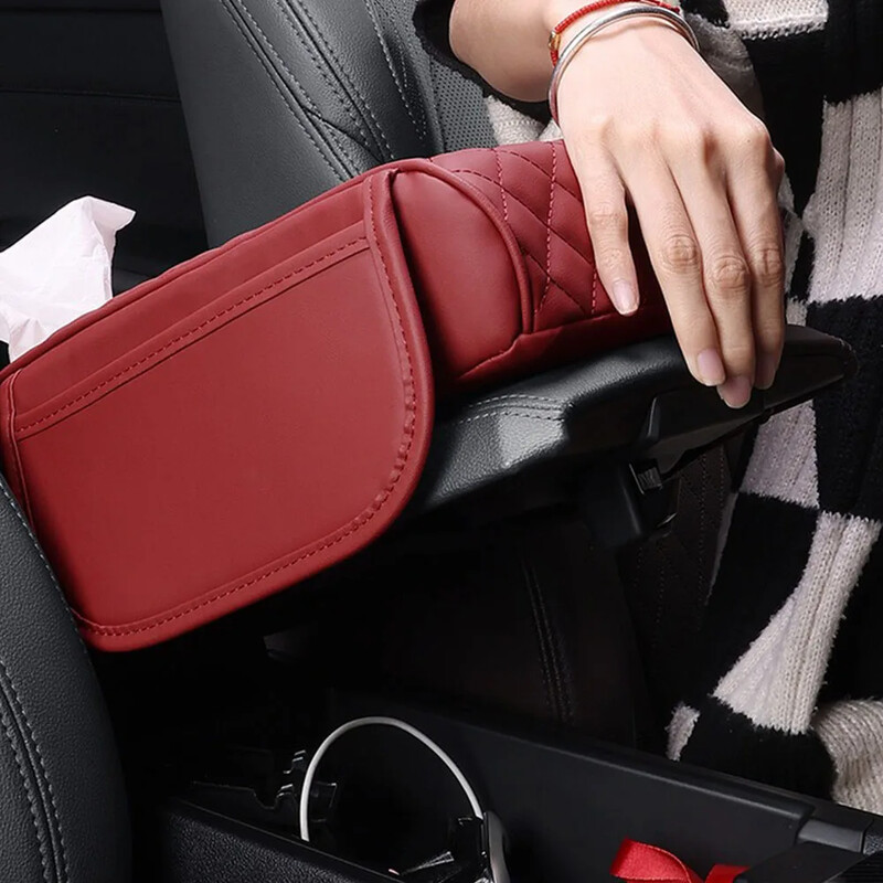 Suport de pernă pentru cotieră universală pentru consola centrală a mașinii Suport pentru cotieră din piele PU Tampă portabilă pentru cotieră pentru mașină Husă de pernă pentru înălțime