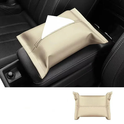 Suport pentru cutie de șervețele pentru mașină din piele Nappa Consolă centrală pentru mașină Cotiera pentru șervețele Cutie pentru șervețele pentru soare Husă pentru șervețele pentru bancheta din spate cu curea de fixare