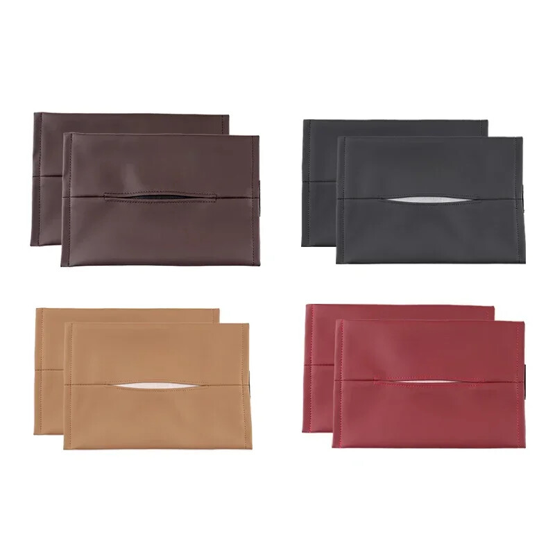 Suport pentru cutie de șervețele pentru mașină din piele Nappa Consolă centrală pentru mașină Cotiera pentru șervețele Cutie pentru șervețele pentru soare Husă pentru șervețele pentru bancheta din spate cu curea de fixare