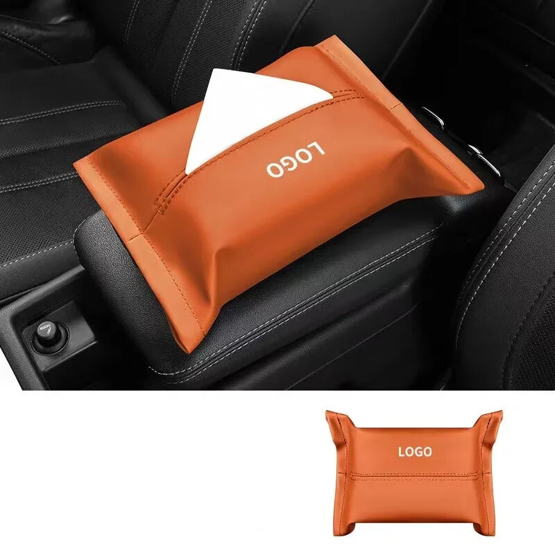 Suport pentru cutie de șervețele pentru mașină din piele Nappa Consolă centrală pentru mașină Cotiera pentru șervețele Cutie pentru șervețele pentru soare Husă pentru șervețele pentru bancheta din spate cu curea de fixare