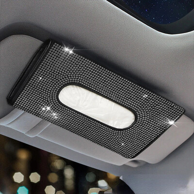 Bling autós napellenző szövet doboz tartó strasszos bőr kristály csillogó szalvéta tartó autós kiegészítők nőknek