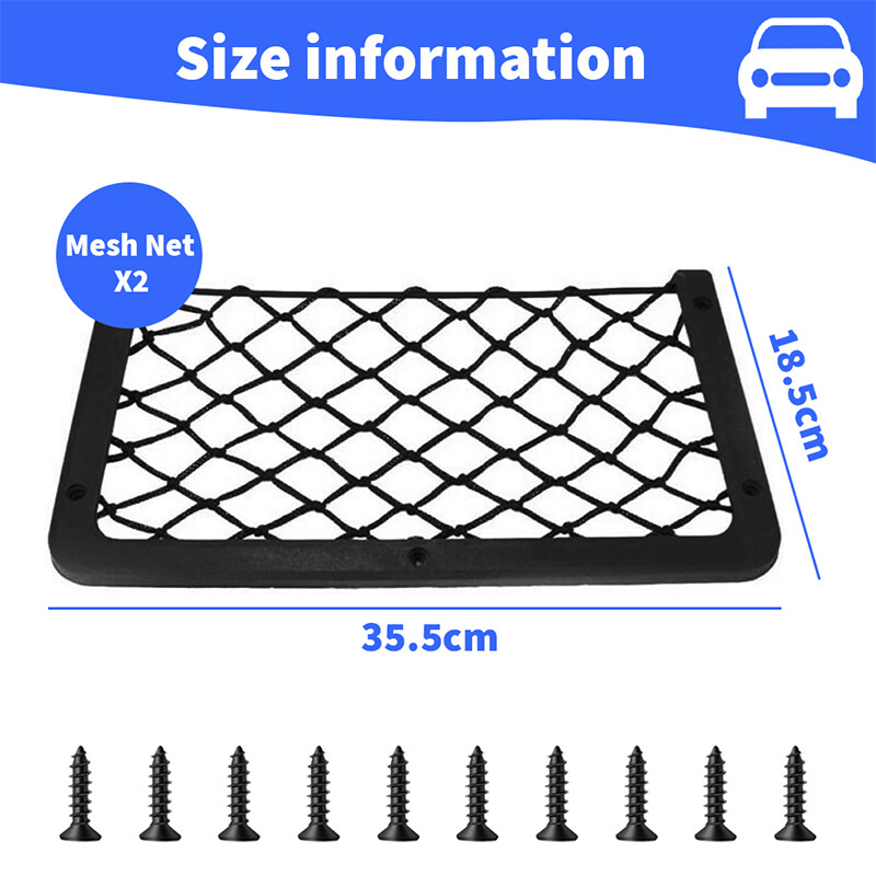 2db autós rendszerező hálós tárolótáska autó hátsó hátsó csomagtartója nagy rugalmas zsinór háló zseb autós kiegészítők univerzális