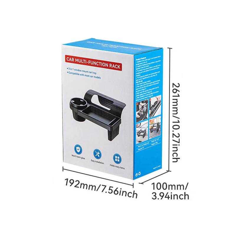 Automašīnas organizatora kaste, daudzfunkcionāls piekarināms glabāšanas plaukts ar glāžu turētāju, dzērienu turētāju sānu durvju loga tālruņa slots automašīnas salonam