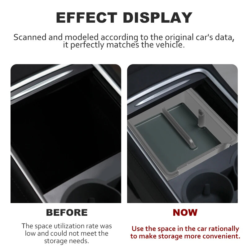 VASTZ centrinės konsolės saugojimo dėžutės organizatorius, skirtas Tesla Model 3 Y 2021 2022 2023 centrinis porankis, paslėptas dėžutės puodelio laikiklis duomenų linijos stebulė
