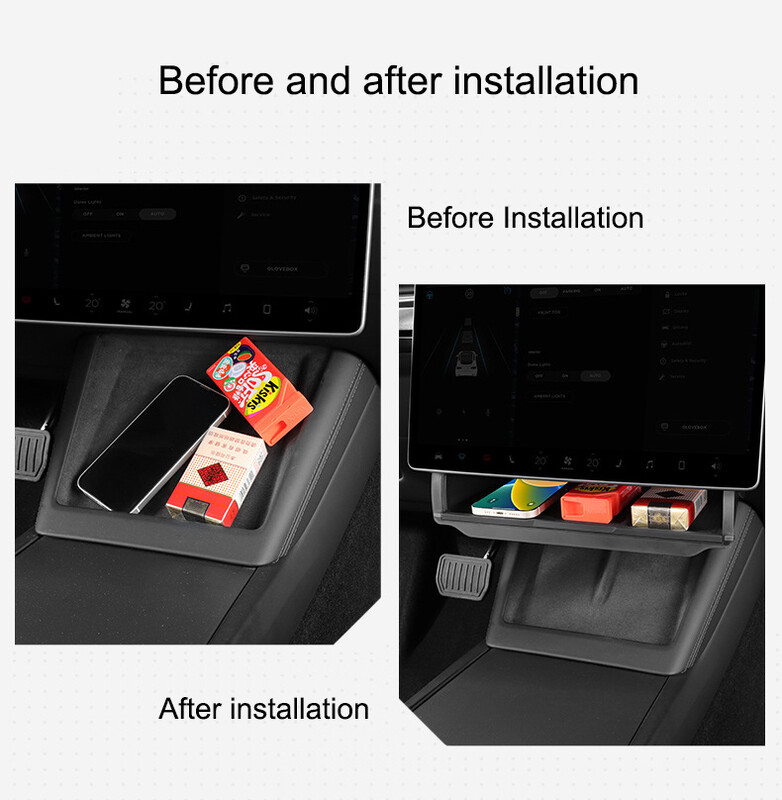 Paredzēts Tesla Model 3 Highland 2024 zem ekrāna slēptās atmiņas kastes modelim Y jauns aiz ekrāna atmiņas kastes centra konsoles krātuve