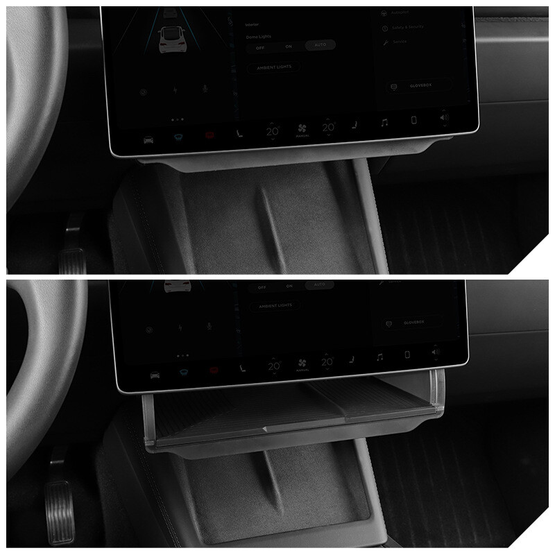 Paredzēts Tesla Model 3 Highland 2024 zem ekrāna slēptās atmiņas kastes modelim Y jauns aiz ekrāna atmiņas kastes centra konsoles krātuve