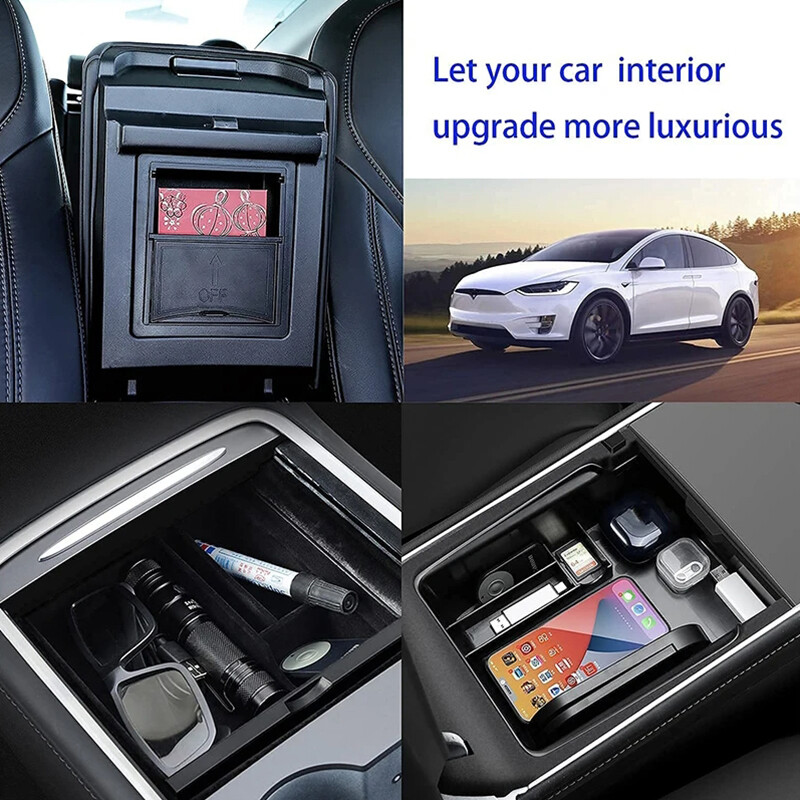 Cutie de depozitare cotieră centrală pentru Tesla Model 3 Y 2021 2022 2023, organizator, tavă centrală pentru consola centrală, accesorii pentru mașină
