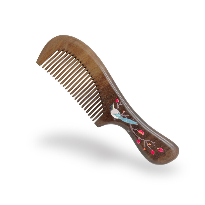 Mandarin kacsa festett fa fésű teljes fa fésű férfi és női fejbőr masszázsfésű, egyenes haj, háztartási gravírozás és nyomtatás