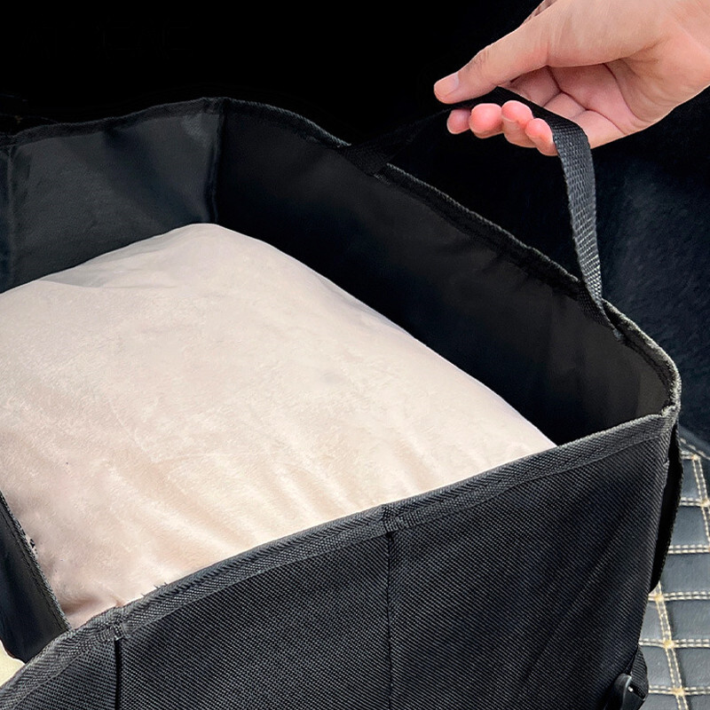 Organizator de portbagaj de mașină Cutie mare de depozitare împărțită cu buzunare multiple Mâner din plasă, pliabilă, impermeabilă, pentru garaje pentru vehicule.