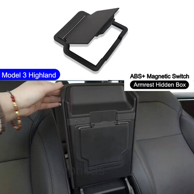 Pentru Tesla Model 3 Highland Cutie de depozitare Cotieră centrală Cutie ascunsă Suport pahare Organizator 2024 Accesorii auto