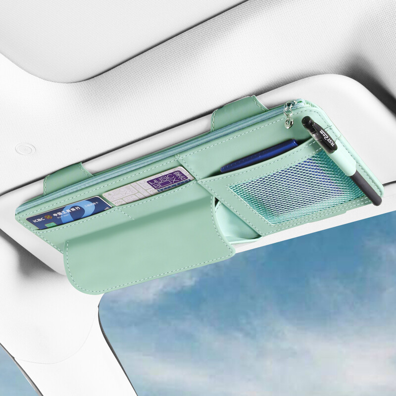 Organizér do auta na slnečnú clonu, puzdro na okuliare, viacvreckové puzdro na slnečnú clonu, okuliare, interiér auta, dokumenty, faktúry, karty, lístky, príslušenstvo