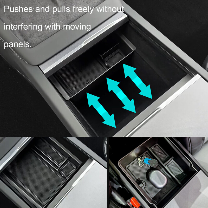 Tesla Model 3 Highland 2024 centra konsoles organizatora paplātes uzglabāšanas kastes piederumiem ar gludu slīdēšanas tehnoloģiju