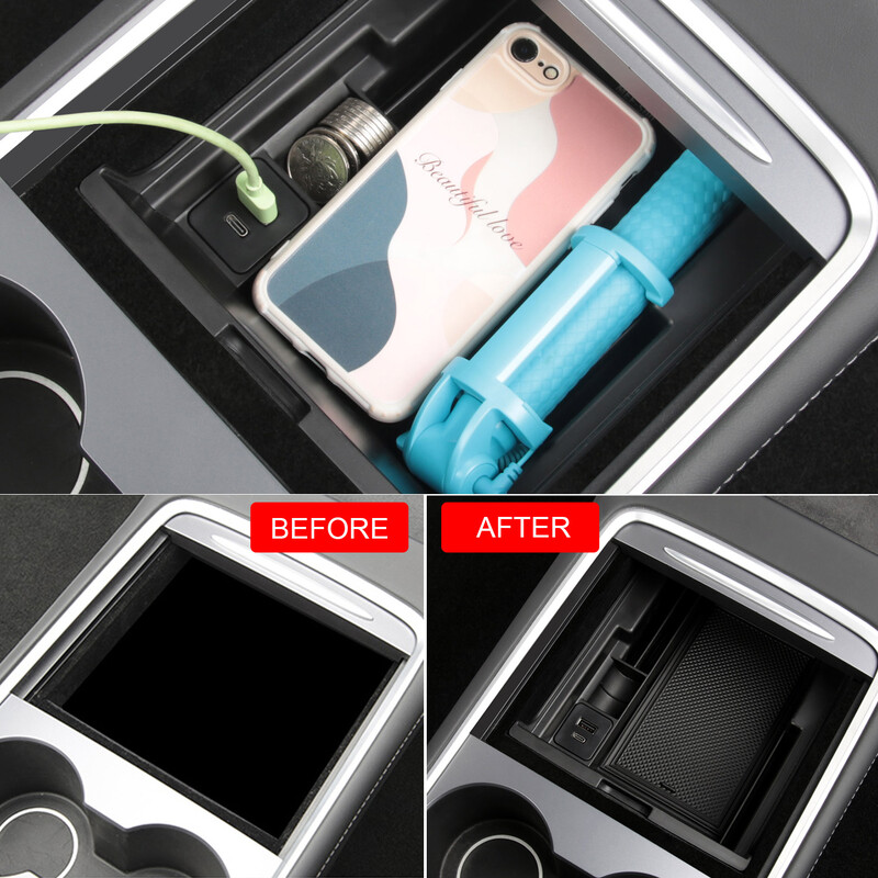 Pentru Tesla Model Y Model 3 Accesorii Consola centrală Organizator tavă ABS 테슬라 Cutie de depozitare inferioară cotieră centrală органайзер 자동차용품