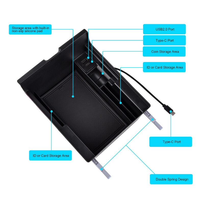 Pentru Tesla Model Y Model 3 Accesorii Consola centrală Organizator tavă ABS 테슬라 Cutie de depozitare inferioară cotieră centrală органайзер 자동차용품