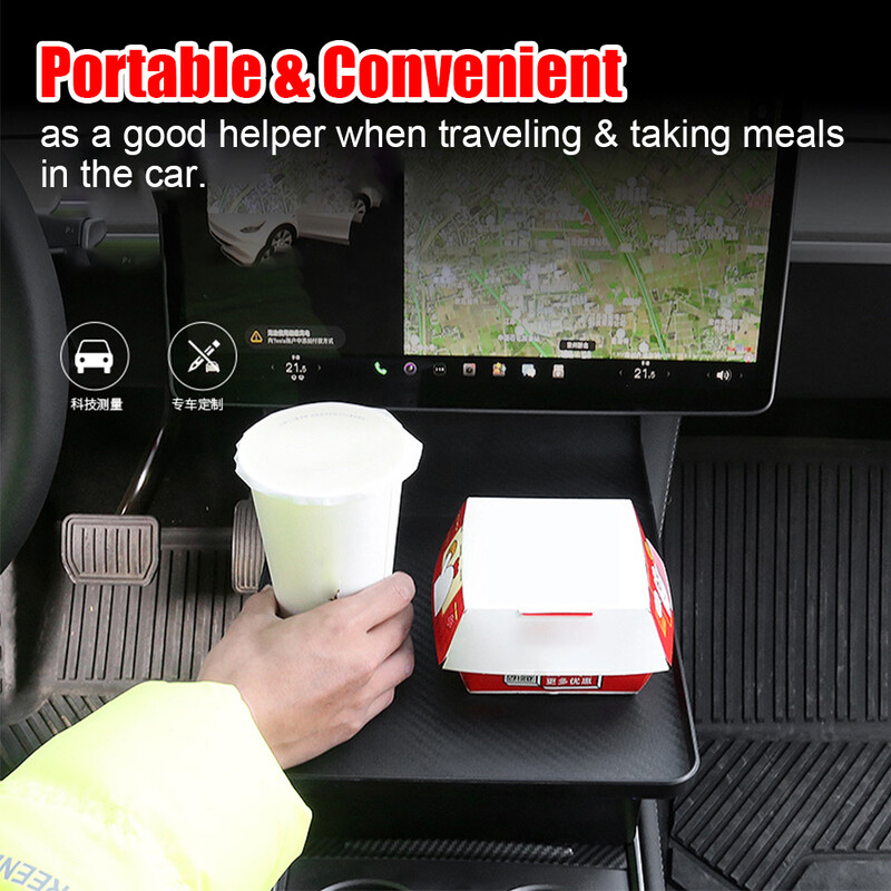 DIY pentru Tesla Model 3 Y Sticla de cafea de băutură Organizator de alimente Tavă de mașină Consolă centrală Suport pahare Farfurie Birou portabil Mini masă