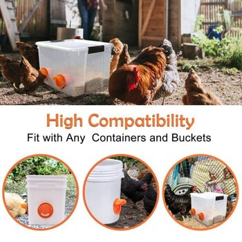 Automatic Gravity Chicken Feeder DIY Rainproof Poultry Feeder Port Reduce Spillage Food Farm Chicken Duck Food Controller