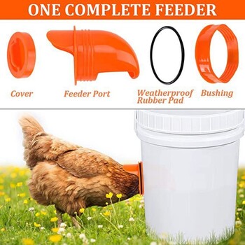 Automatic Gravity Chicken Feeder DIY Rainproof Poultry Feeder Port Reduce Spillage Food Farm Chicken Duck Food Controller